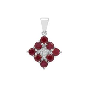 Burmese Ruby Pendant with White Zircon in Sterling Silver 2.25cts