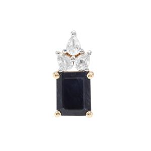 Ethiopian Sapphire Pendant with White Zircon in 9K Gold 3.40cts