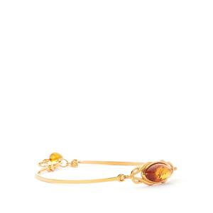 Baltic Cognac Amber Gold Tone Sterling Silver Bangle (17.50x7.50mm)