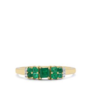Panjshir Emerald & Diamond 9K Gold Tomas Rae Ring ATGW 0.55ct