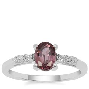 Burmese Spinel Ring with White Zircon in Sterling Silver 1.05cts