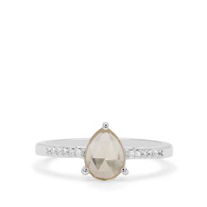 Rose Cut Plush Diamond Sunstone & White Zircon Sterling Silver Ring ATGW 0.97ct