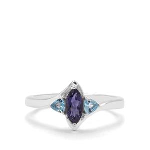 Bengal Iolite & Swiss Blue Topaz Sterling Silver Ring ATGW 0.82ct