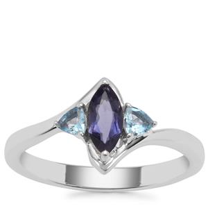 Bengal Iolite Ring with Swiss Blue Topaz in Sterling Silver 0.82ct