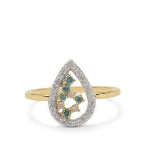 1/3ct Ice Blue, White Diamond 9K Gold Ring 