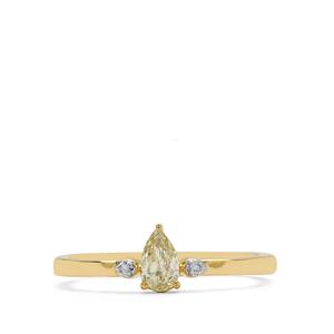 1/4ct Natural Yellow Diamond & White Diamond 9K Gold Ring 