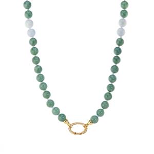 Type A Burmese Jadeite & White Topaz Gold Tone Sterling Silver Necklace ATGW 197.18cts