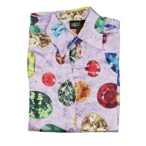Destello Gemstone Print Satin Shirt Lilac (Choice of 5 Sizes)