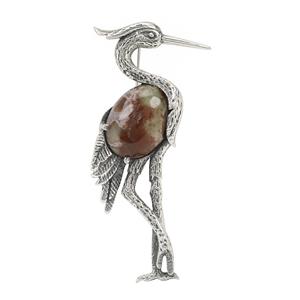 7.69cts Aquaprase™ Silver Plated Brass Brooch