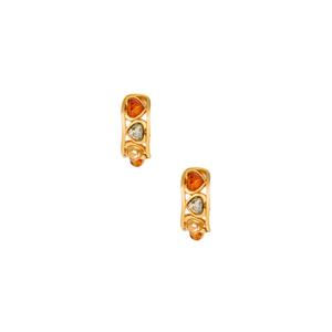 Baltic Champagne, Green & Cognac Amber Gold Tone Sterling Silver Earrings