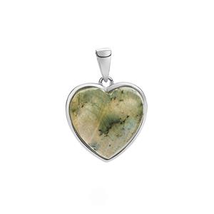 12ct Labradorite Sterling Silver Heart Pendant