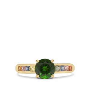 Chrome Diopside & Multi-Colour Sapphire 9K Gold Ring ATGW 2.15cts