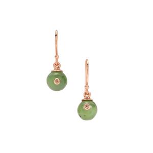 Nephrite Jade & Café Diamond Rose Midas Aryonna Earrings ATGW 11.70cts