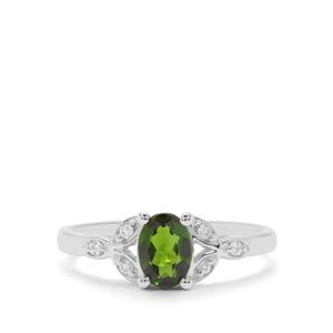 Chrome Diopside & White Zircon Sterling Silver Ring ATGW 0.85ct