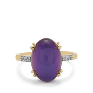Purple Moonstone & White Zircon 9K Gold Ring ATGW 6.55cts