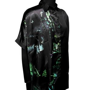 Destello Panther Print Kaftan Shirt 100% Polyester (Black)