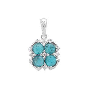 Neon Apatite Pendant with White Zircon in Sterling Silver 1.60cts