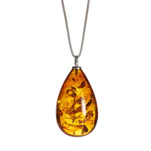 Baltic Cognac Amber Sterling Silver Slider Necklace (47x29mm)