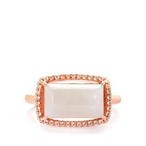 Type A Lavender Jadeite & White Topaz Rose Gold Tone Sterling Silver Ring ATGW 4.22cts