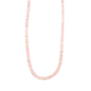 56ct Morganite Sterling Silver Graduated Bead Necklace