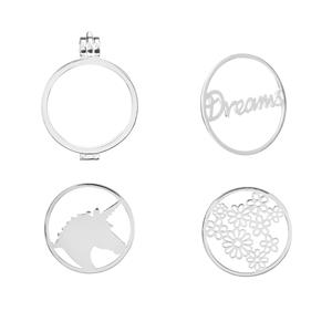Sterling Silver Locket with Unicorn, Dreams and Flower Disc.
