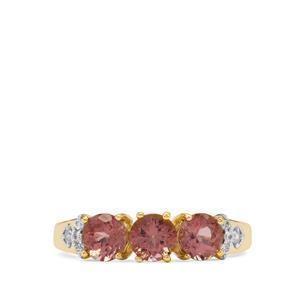 Rosé Apatite & White Zircon 9K Gold Ring ATGW 1.90cts