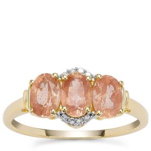 Peach Parti Oregon Sunstone Ring with Diamond in 9K Gold 1.37cts