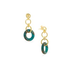 14.50cts Neon Apatite Gold Tone Sterling Silver Earrings 