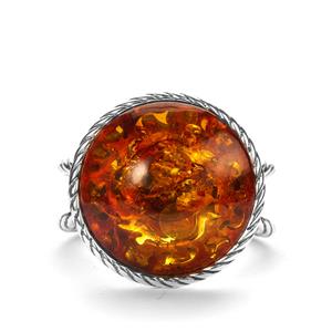 Baltic Cognac Amber Sterling Silver Ring (15.50mm)
