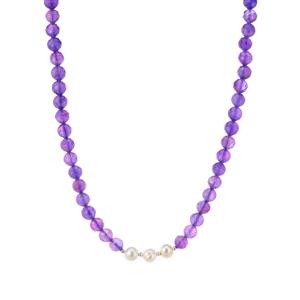 Bahia Amethyst & Freshwater Cultured Pearl Sterling Silver Necklace 