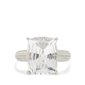 Fantasy Cut Crystal Quartz Ring with White Topaz in Sterling Silver 9.50cts