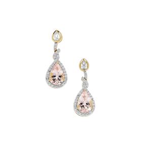 Cherry Blossom™ Morganite Earrings with White Zircon in 9K Gold 3.05cts
