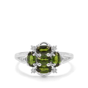 Chrome Diopside & White Zircon Sterling Silver Ring ATGW 1.18cts