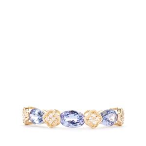 AA Tanzanite Ring with White Zircon in 9K Gold 1.43cts