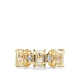 Canary Kunzite & Diamond 9K Gold Ring ATGW 4.33cts