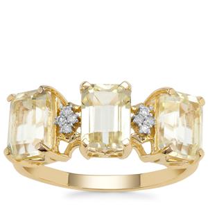 Canary Kunzite Ring with Diamond in 9K Gold 4.33cts