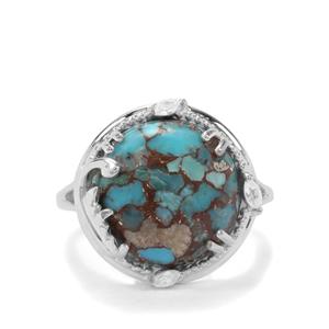  Egyptian Turquoise & White Zircon Sterling Silver Ring ATGW 7.26cts
