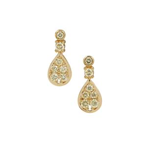 1/2ct Natural Canary Diamonds 9K Gold Earrings 