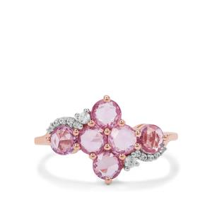 Rose Cut Purple Sapphire & White Zircon 9K Rose Gold Ring ATGW 1.90cts