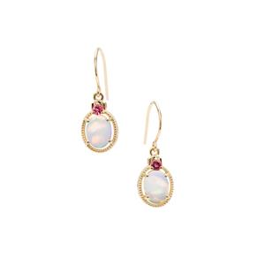 Ethiopian Opal Earrings with Safira Tourmaline in 9K Gold 1.70cts