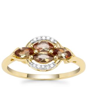 Sopa Andalusite Ring with Diamond in 9K Gold 0.60ct