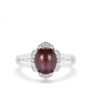 Bharat Star Ruby Ring with White Zircon in Sterling Silver 4.08cts