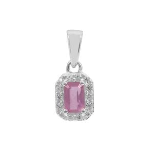 Ilakaka Hot Pink Sapphire Pendant with White Zircon in Sterling Silver 1.15cts (F)
