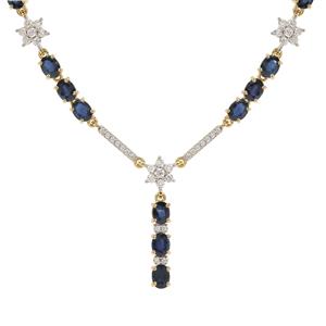 Australian Blue Sapphire & Diamond 18K Gold Lorique Necklace MTGW 3.95cts