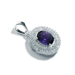 Tanzanian Amethyst Oval Pendant With White Zircon Double Halo ATGW 1.90cts