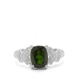 Chrome Diopside & White Zircon Sterling Silver Ring ATGW 2.24cts