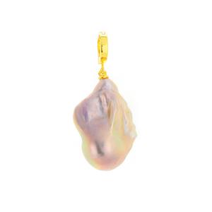 Orchid Fireball Baroque Pearl Gold Tone Sterling Silver Pendant