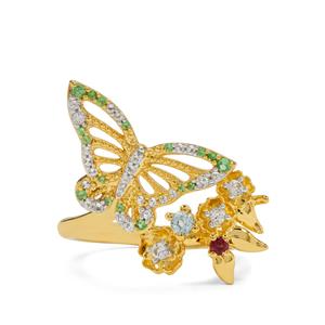 'Couleurs des Papillons' Multi-Gemstone Midas Butterfly Ring ATGW 0.50ct