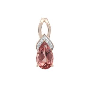 Rosé Apatite Pendant with White Zircon in 9K Gold 2.45cts