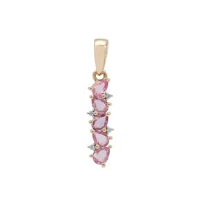 Pink Sapphire Pendant with White Zircon in 9K Gold 0.95ct
